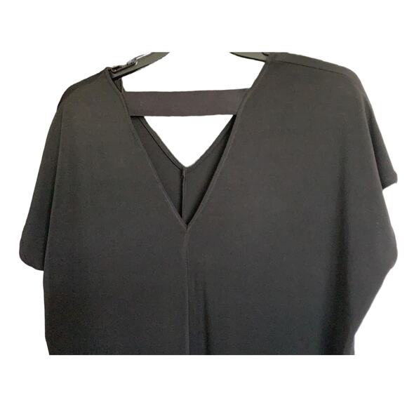 RACHEL ROY MIDI BODYCON DRESS, WOMENS, M, BLACK, CAP SLEE3VE, V-NECKLINE - Picture 3 of 11